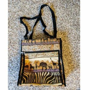 African Safari Tapestry Tote Bag BOVANO Animal Shoulder Strap Purse Carry-on
